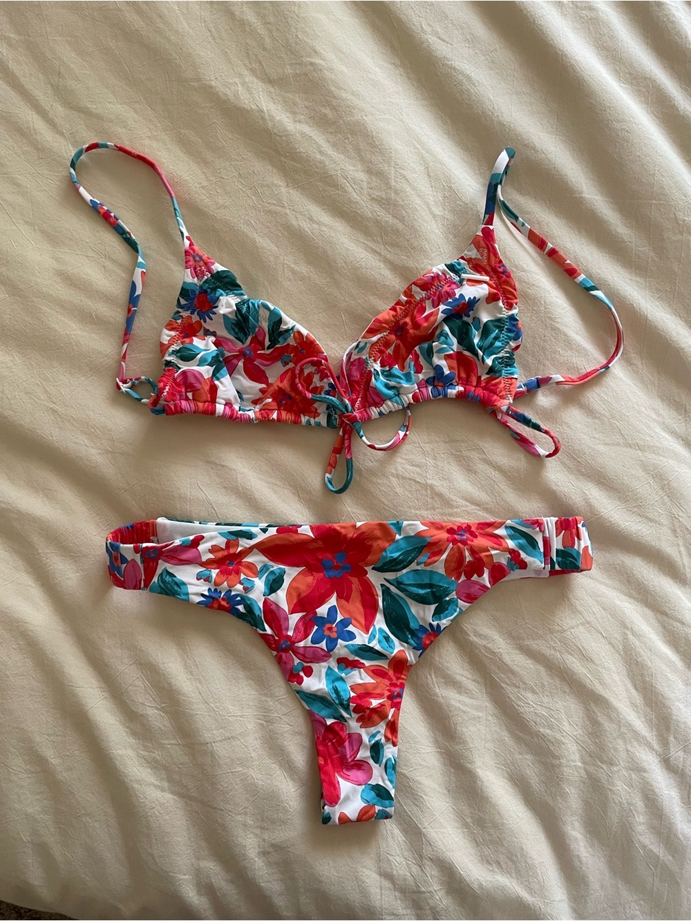 Roxy Floral Tie-Front Bikini Set